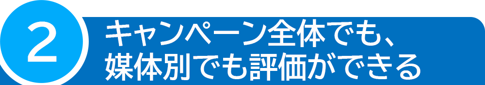 キャンペーン全体でも、媒体別でも評価ができる